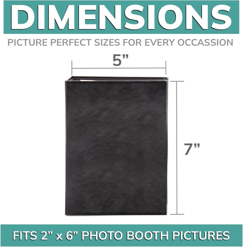 pbf PHOTO BOOTH FRAMES pbf Photo Booth Album | 2x6 Photo Album w/Picture Sleeves | 2x6 Strips Memory Book | Photo Strip Album | Wedding Photo Album for Photo Booth Pictures | 100 Pages, Holds 200 Photos (Black, 1-Pack) - Image 2